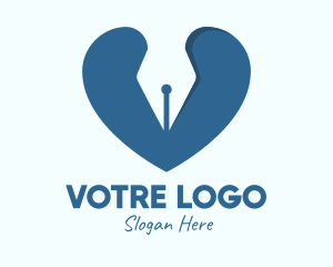 Love Letter - Blue Writer Heart logo design