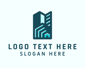 Teal - Condominium Building Realty logo design