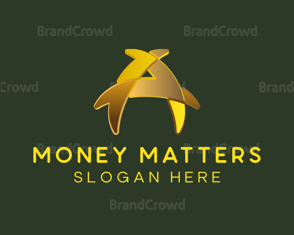 Gold 3D Letter A Logo