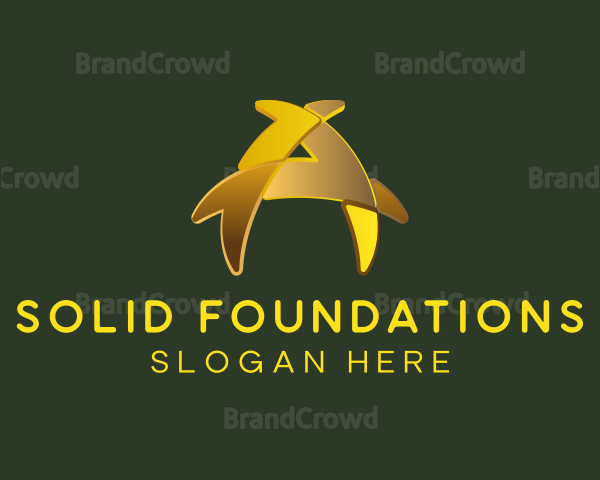 Gold 3D Letter A Logo