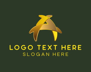 Metallic - Gold 3D Letter A logo design
