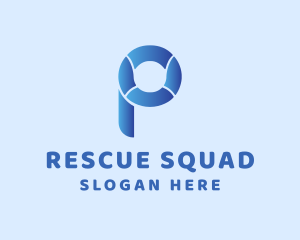 Rescue - Lifeguard Rescue Buoy Letter P logo design