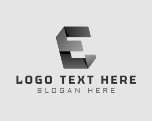 Grayscale - Origami Fold Letter E logo design