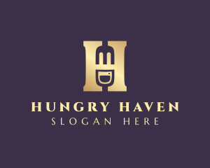 Gold Dining Letter H logo design