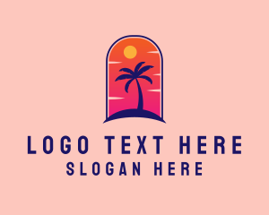 Island - Palm Tree  Beach logo design