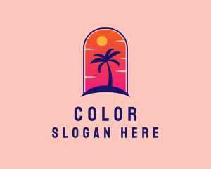 Palm Tree  Beach Logo