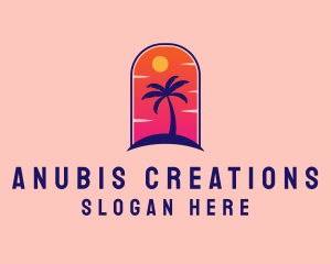 Palm Tree  Beach logo design