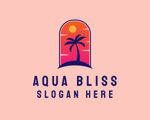 Palm Tree  Beach logo design