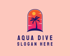 Palm Tree  Beach logo design