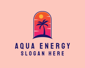 Palm Tree  Beach logo design