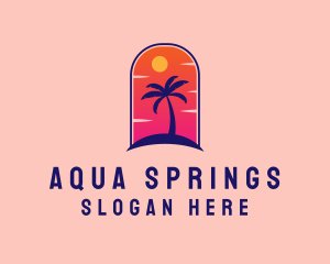 Palm Tree  Beach logo design