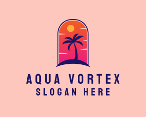 Palm Tree  Beach logo design