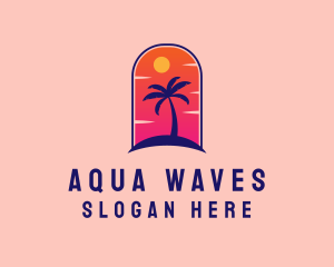 Palm Tree  Beach logo design