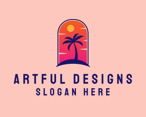 Palm Tree  Beach logo design