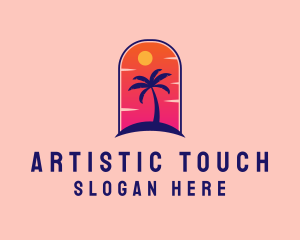 Palm Tree  Beach logo design