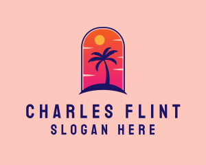 Palm Tree  Beach logo design