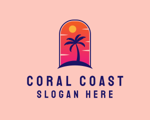 Palm Tree  Beach logo design