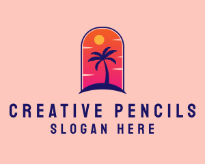 Palm Tree  Beach logo design