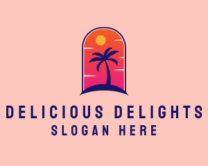 Palm Tree  Beach logo design