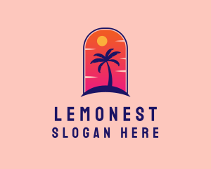 Vacation - Palm Tree  Beach logo design