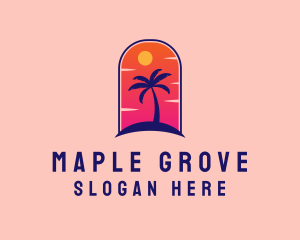 Palm Tree  Beach logo design