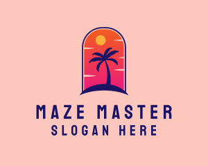 Palm Tree  Beach logo design