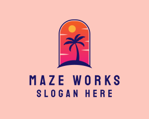 Palm Tree  Beach logo design