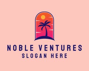 Palm Tree  Beach logo design