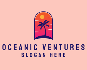 Palm Tree  Beach logo design