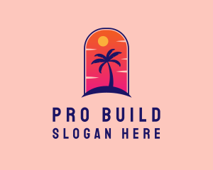 Palm Tree  Beach logo design