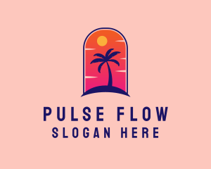 Palm Tree  Beach logo design