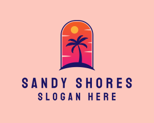 Beach - Palm Tree  Beach logo design