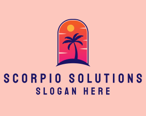 Palm Tree  Beach logo design