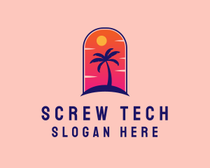 Palm Tree  Beach logo design