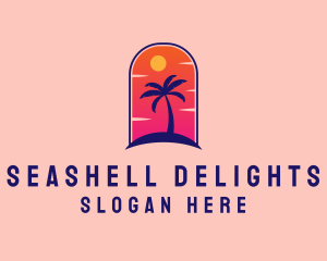 Palm Tree  Beach logo design