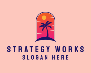 Palm Tree  Beach logo design