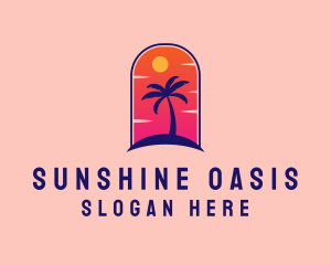 Palm Tree  Beach logo design