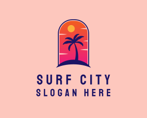 Palm Tree  Beach logo design