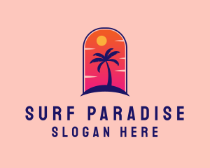 Palm Tree  Beach logo design