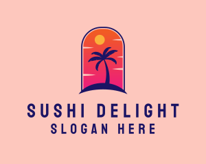 Palm Tree  Beach logo design