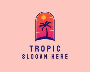 Palm Tree  Beach logo design