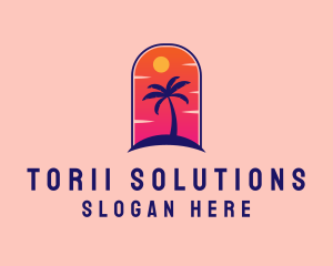 Palm Tree  Beach logo design