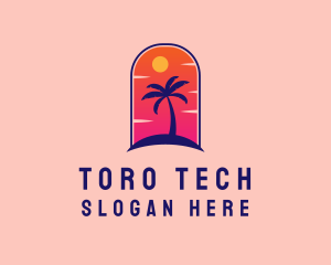 Palm Tree  Beach logo design