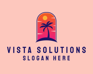 Palm Tree  Beach logo design