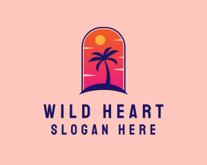 Palm Tree  Beach logo design