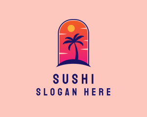 Palm Tree  Beach logo design