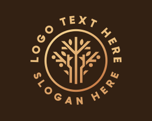 Gold - Forest Tree Plant logo design