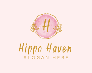 Beauty Watercolor Wreath logo design