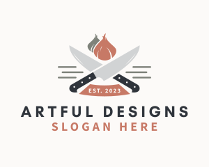 Garlic Kitchen Knife  logo design