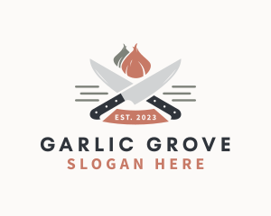 Garlic - Garlic Kitchen Knife logo design